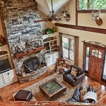 custom built homes aerial great room view