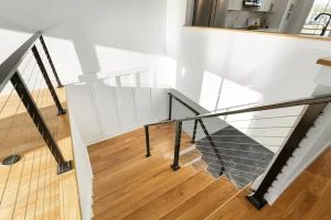 cobble-creek-custom-homes-barndominium-interior-stair-view-mooresville-nc copy